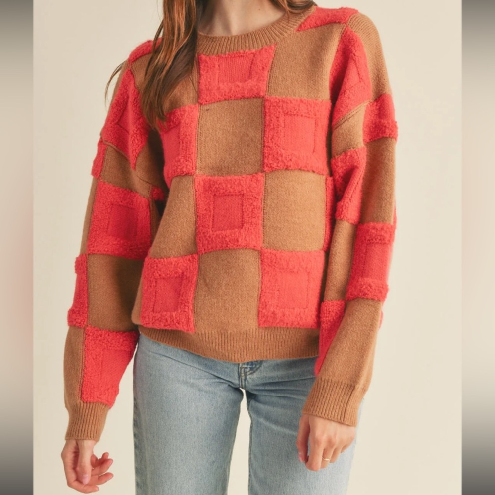 Checkered Pullover Sweater - image 1